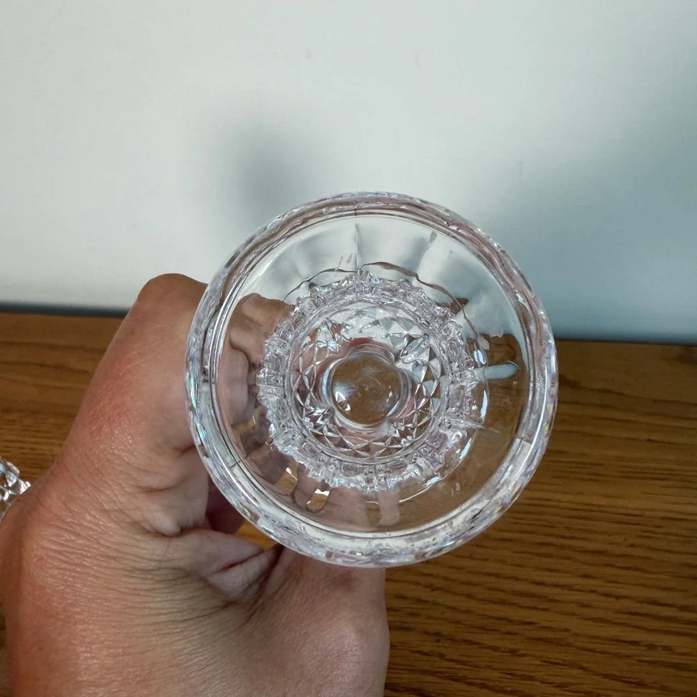 Waterford Crystal Lismore Taper Candlestick Holders Pair Diamond Cut Clear